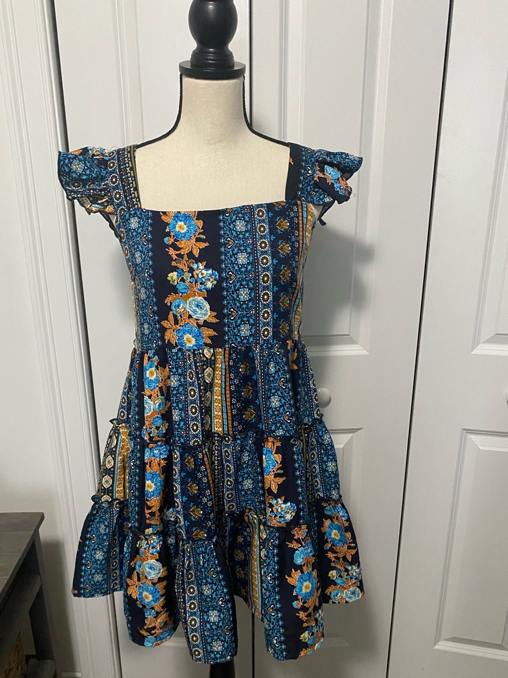 Band of the Free Blue Floral Tiered Dress